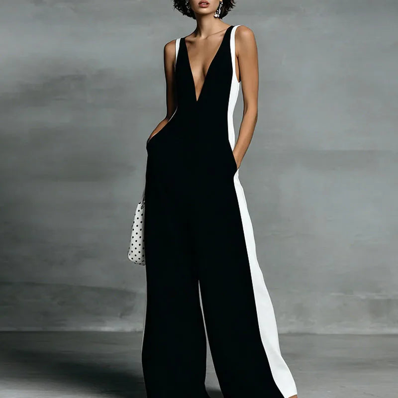 Ava | Color-Block Wide-Leg Jumpsuit