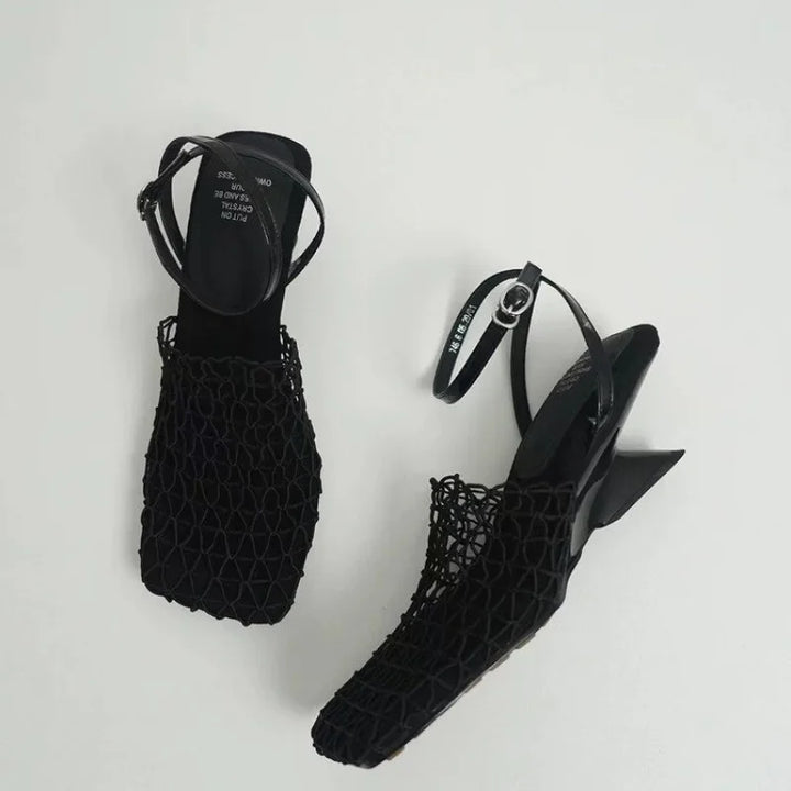 Charlotte | Net Ankle-Strap Heels