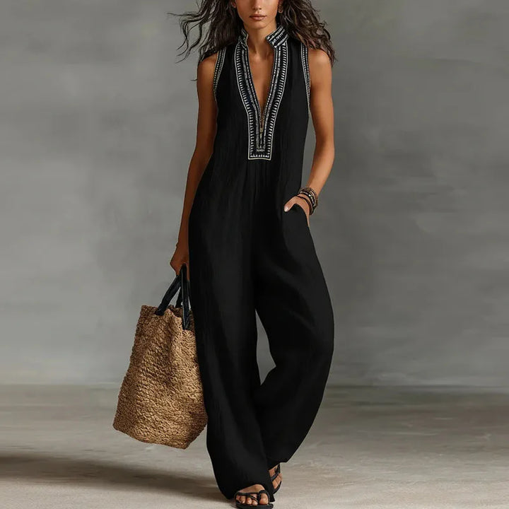 Aubrey | Embroidered Wide-Leg Jumpsuit