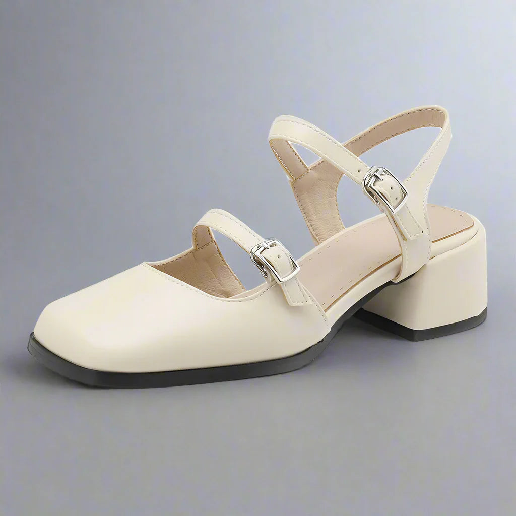MARCELINA DOUBLE-BUCKLE HEELS