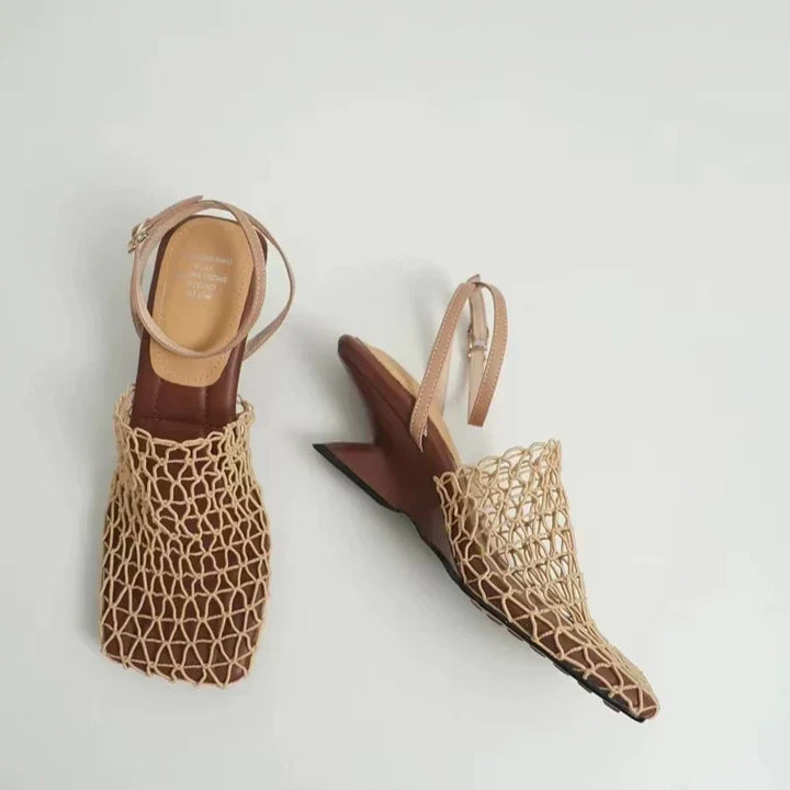 Charlotte | Net Ankle-Strap Heels