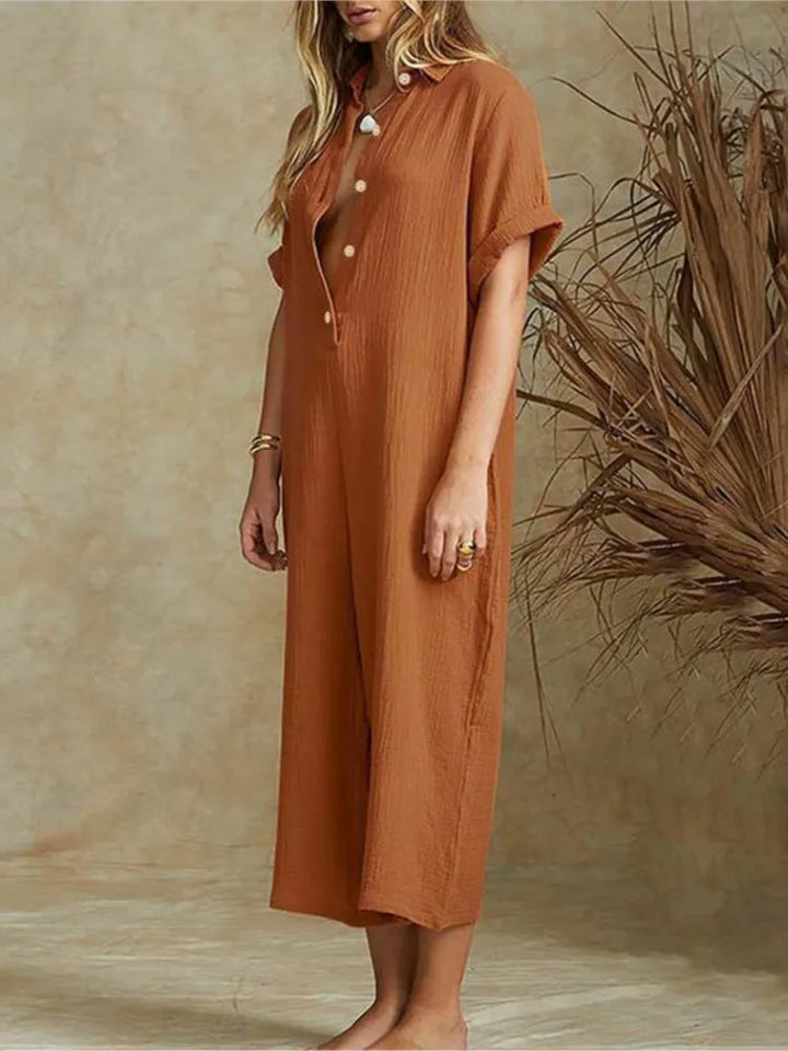 Paige | Button-Front Wide-Leg Jumpsuit