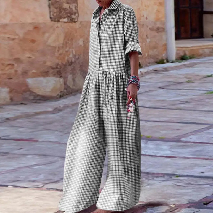 Hayley | Plaid Wide-Leg Jumpsuit