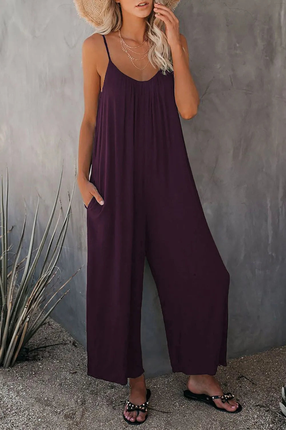 Mindy | Spaghetti Strap Wide-Leg Jumpsuit