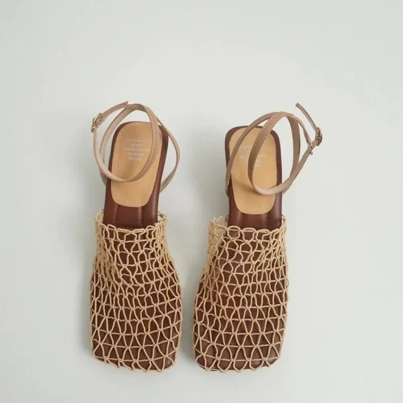 Charlotte | Net Ankle-Strap Heels