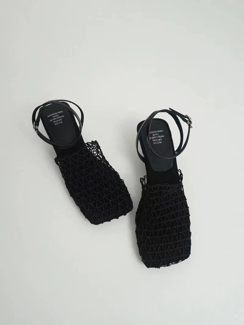 Charlotte | Net Ankle-Strap Heels