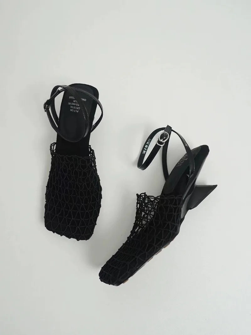 Charlotte | Net Ankle-Strap Heels