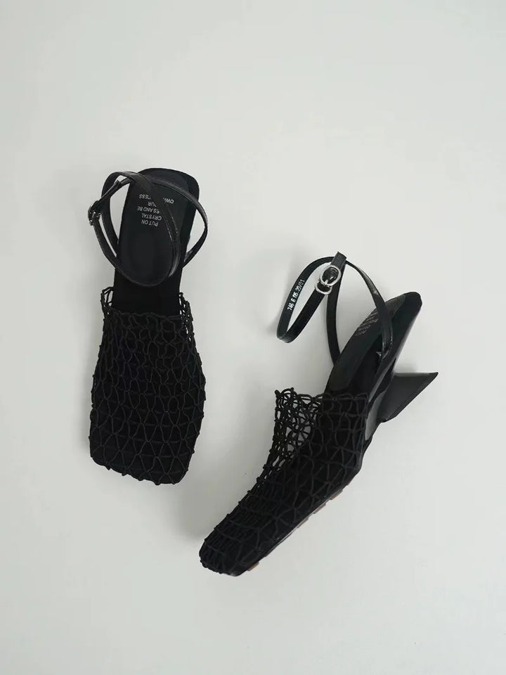 Charlotte | Net Ankle-Strap Heels