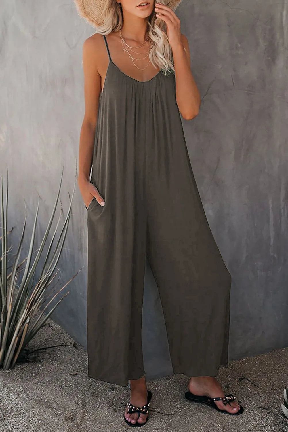 Mindy | Spaghetti Strap Wide-Leg Jumpsuit