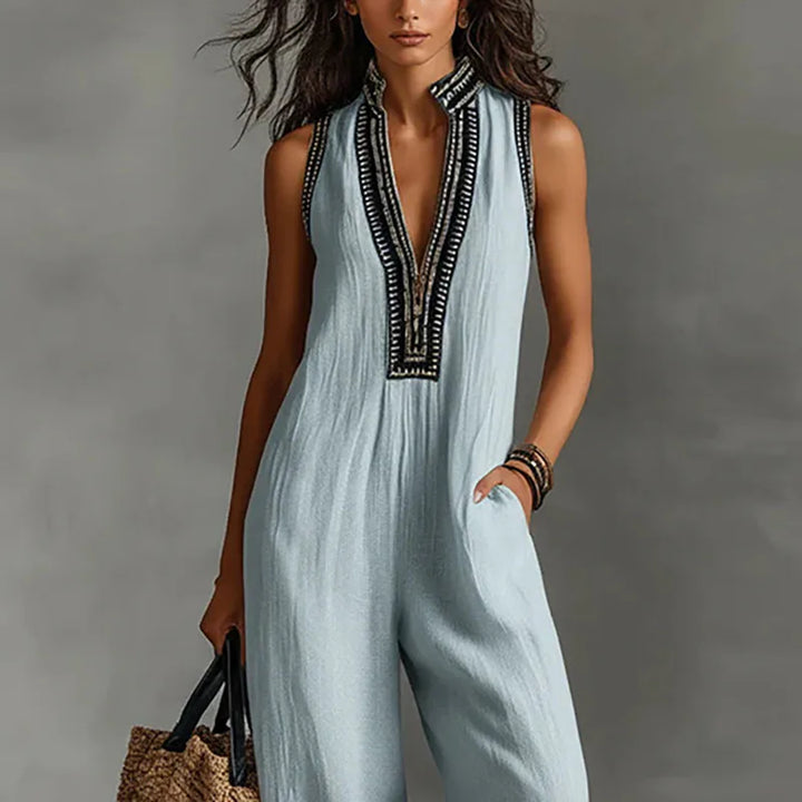 Aubrey | Embroidered Wide-Leg Jumpsuit