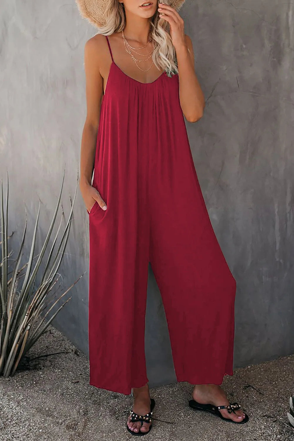 Mindy | Spaghetti Strap Wide-Leg Jumpsuit