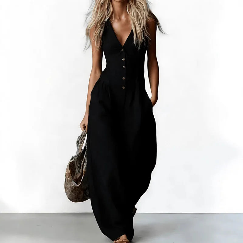 Tatum | Sleeveless Button-Front Jumpsuit