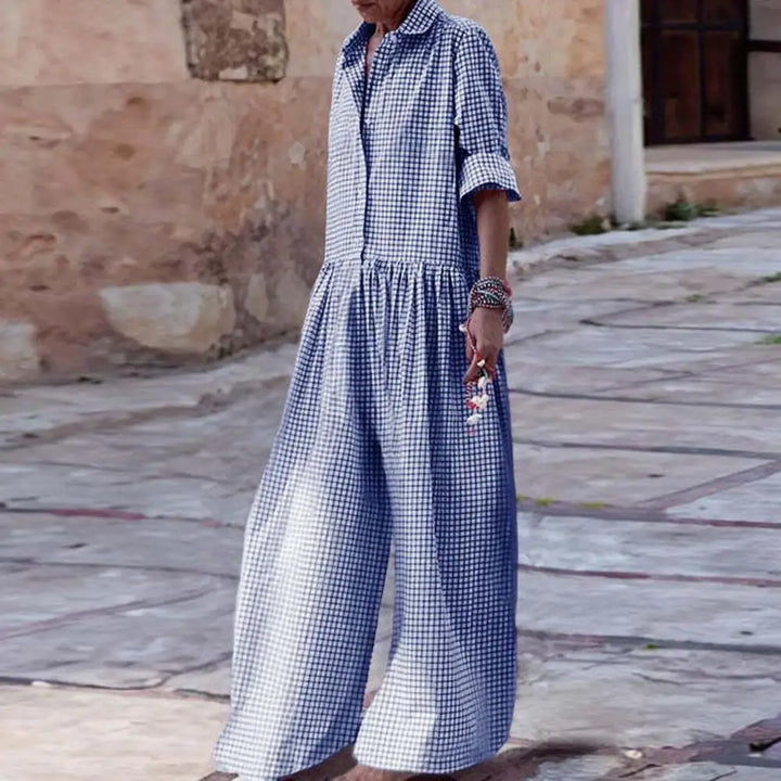 Hayley | Plaid Wide-Leg Jumpsuit
