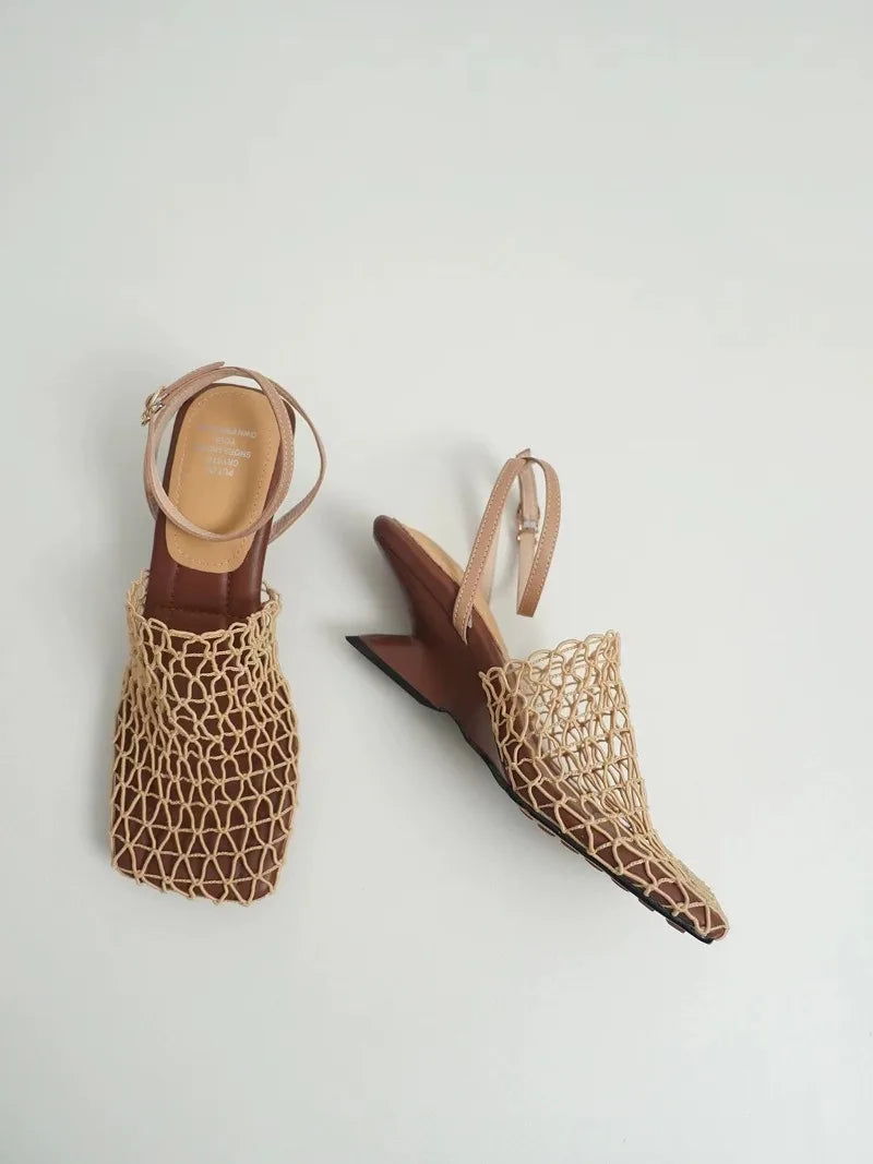 Charlotte | Net Ankle-Strap Heels