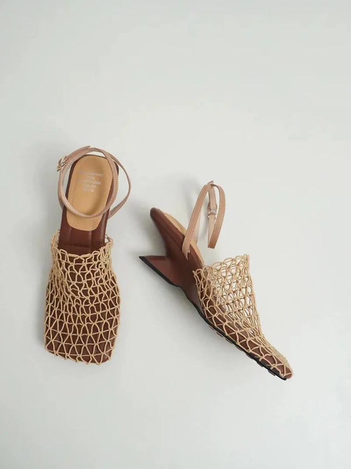 Charlotte | Net Ankle-Strap Heels