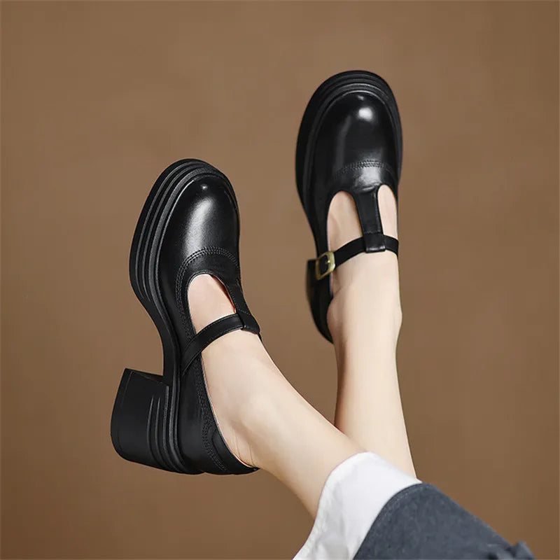 Elvana Chunky Pumps Mary Janes