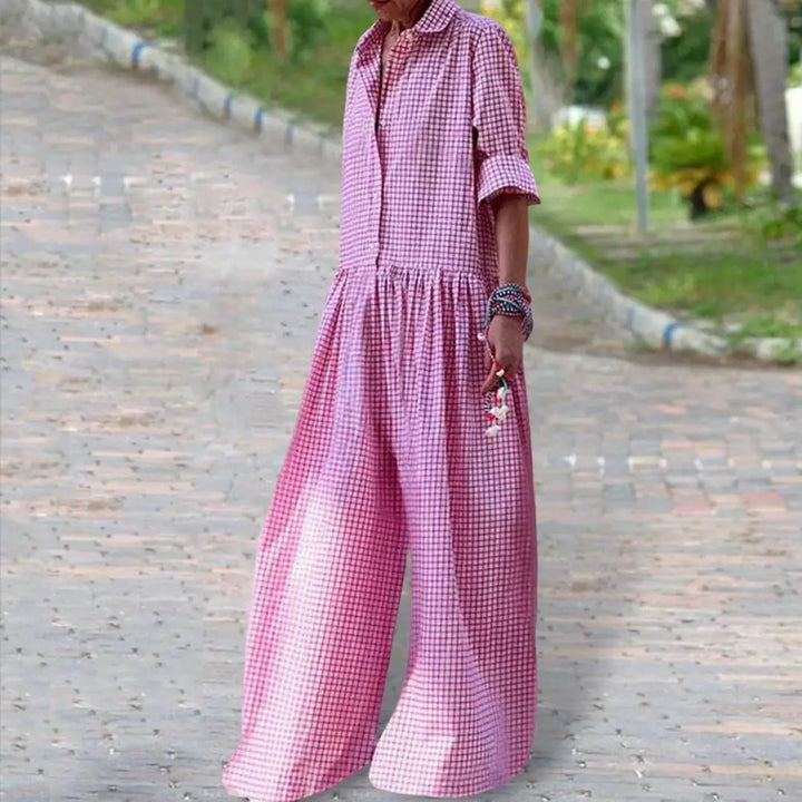 Hayley | Plaid Wide-Leg Jumpsuit
