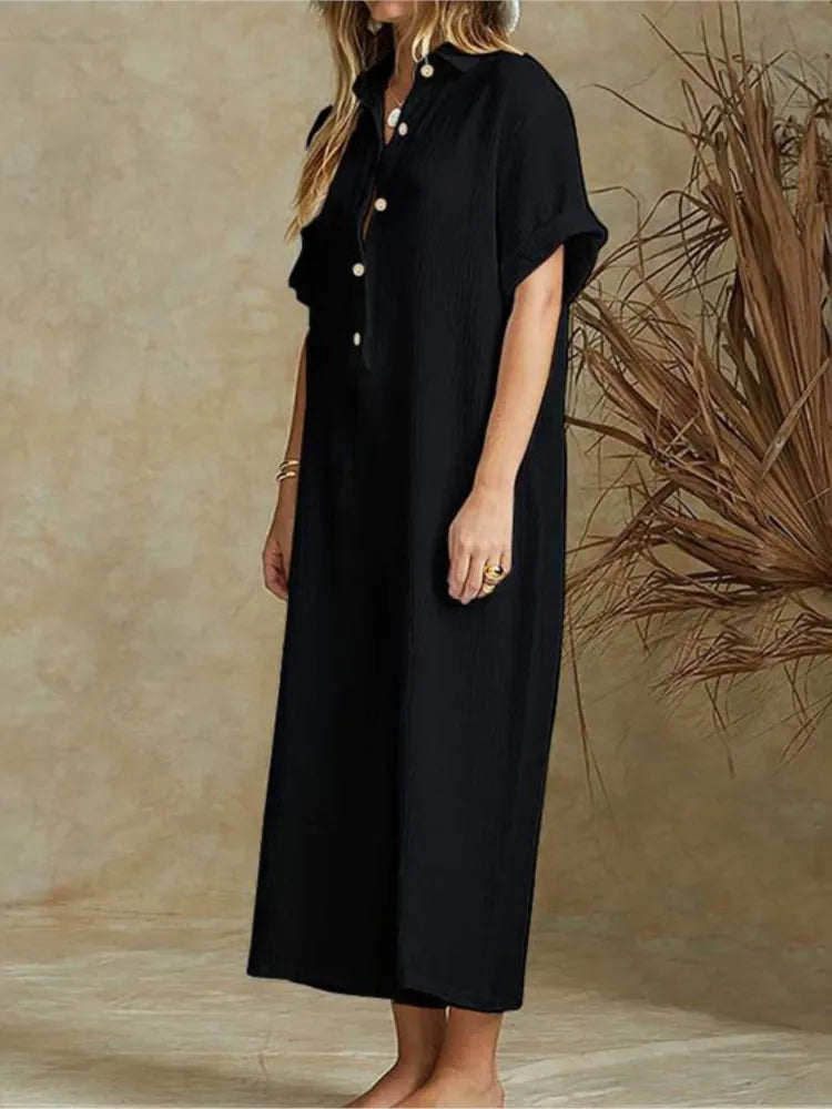 Paige | Button-Front Wide-Leg Jumpsuit