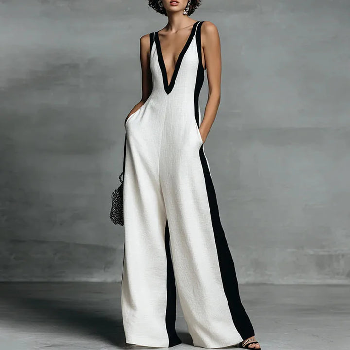 Ava | Color-Block Wide-Leg Jumpsuit