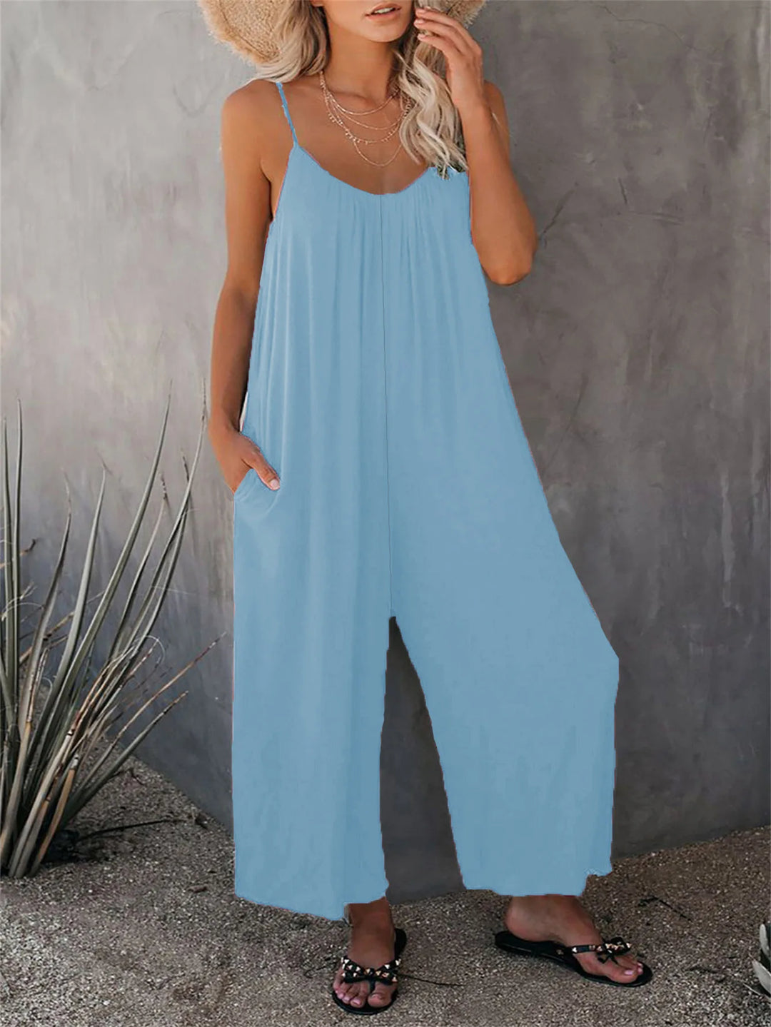 Mindy | Spaghetti Strap Wide-Leg Jumpsuit