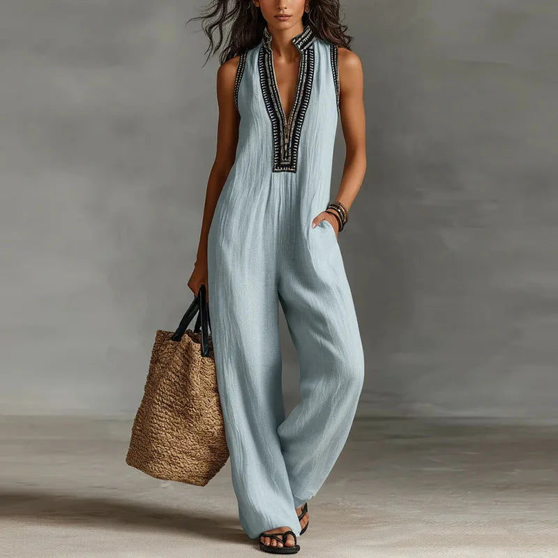 Aubrey | Embroidered Wide-Leg Jumpsuit