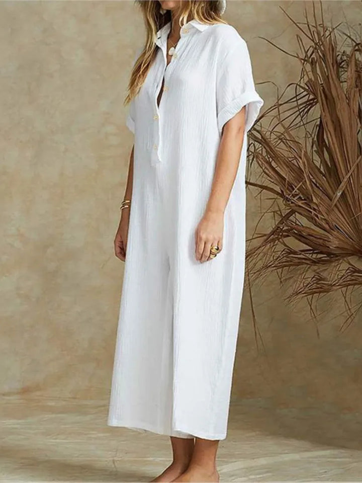 Paige | Button-Front Wide-Leg Jumpsuit