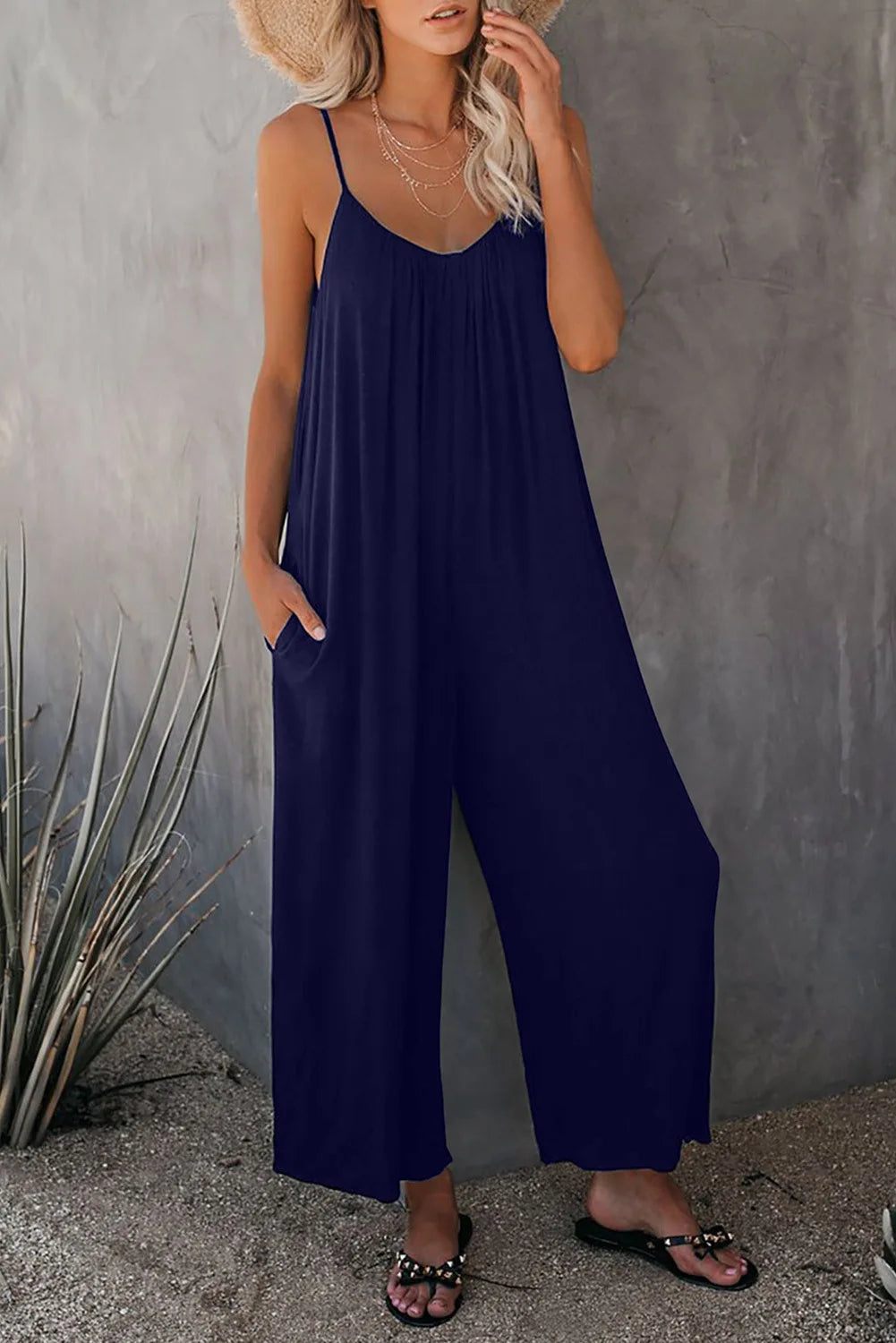 Mindy | Spaghetti Strap Wide-Leg Jumpsuit