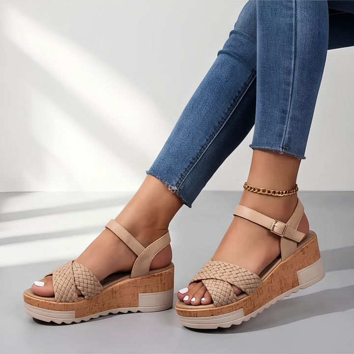 HAZEL WOVEN WEDGE SANDALS