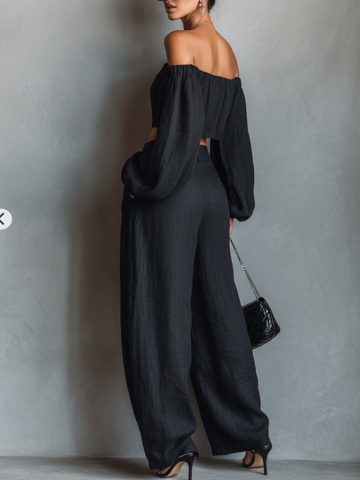 Tess™ | Off-Shoulder Set with Wide Pants