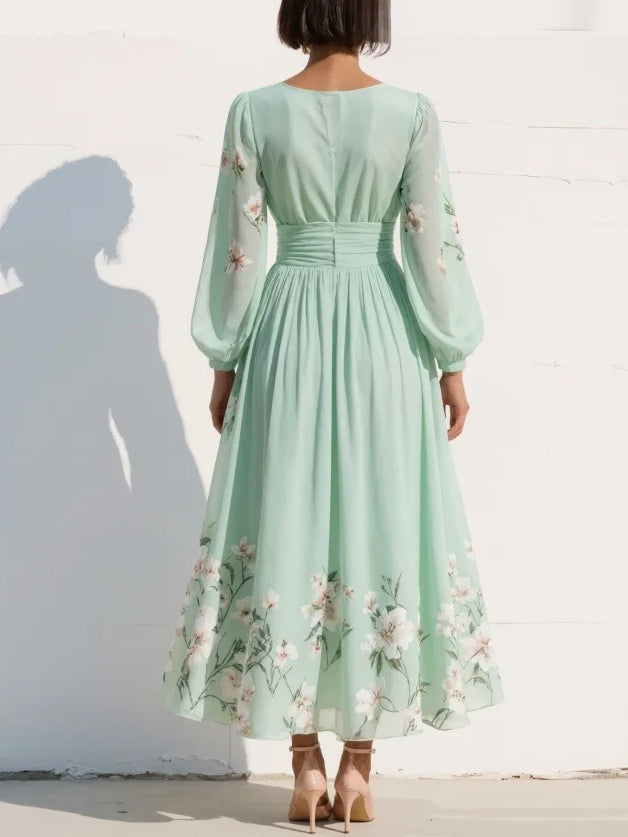 Delia – Floral Midi Dress with Flowing Silhouette