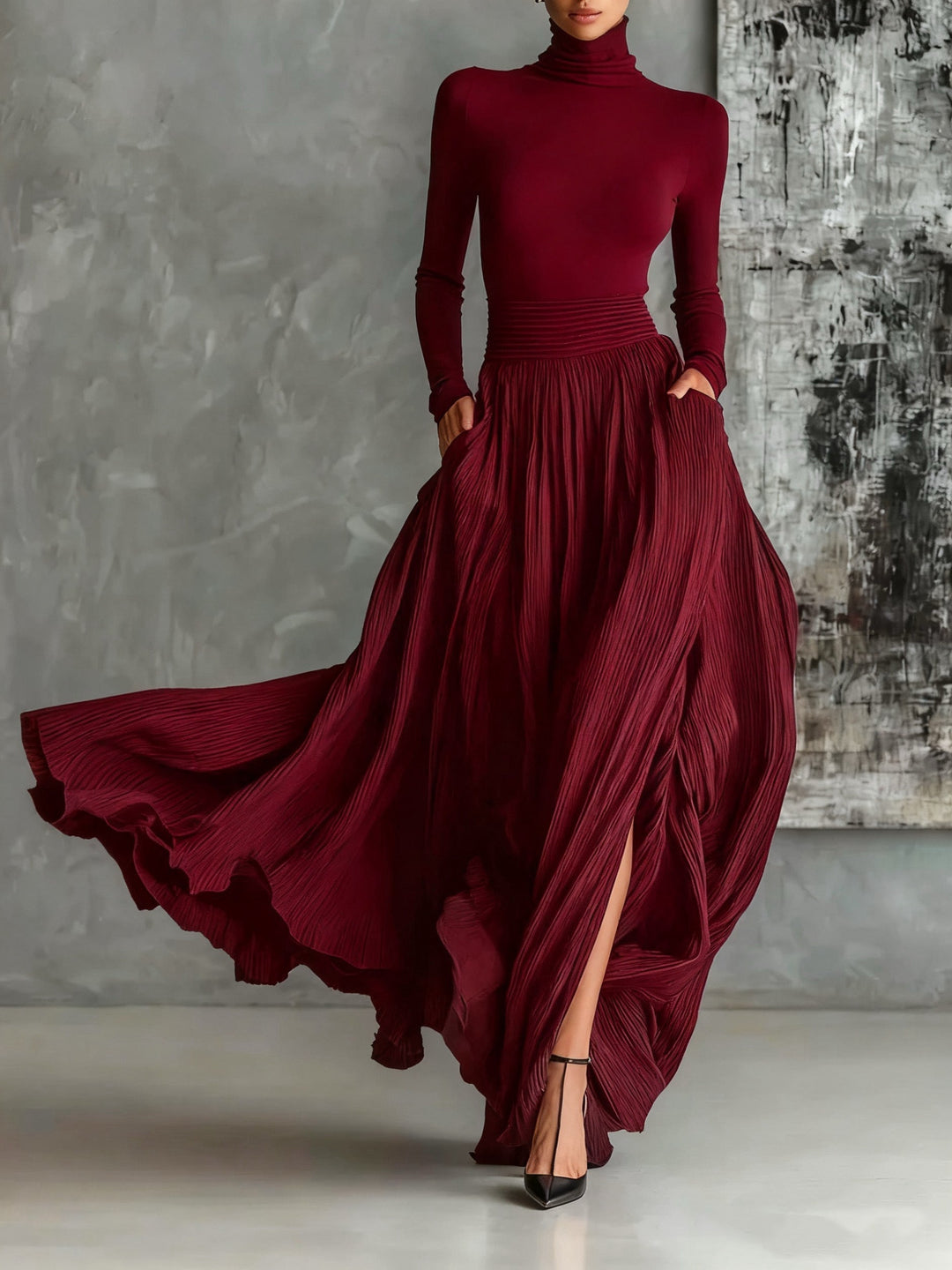 Eva™ | Elegant outfit with pleated skirt