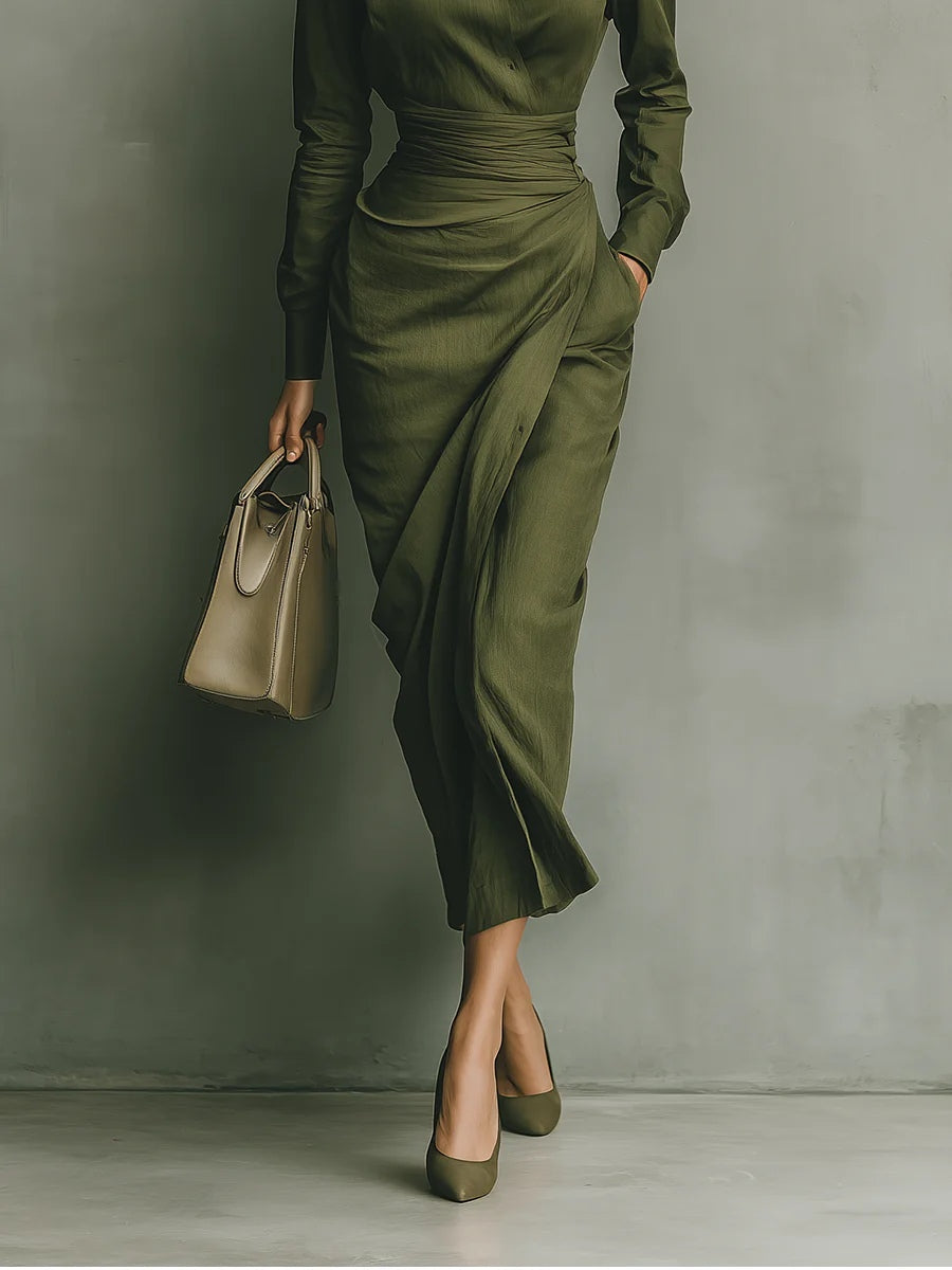 Noëlle™ | Maxi Dress in Military Green