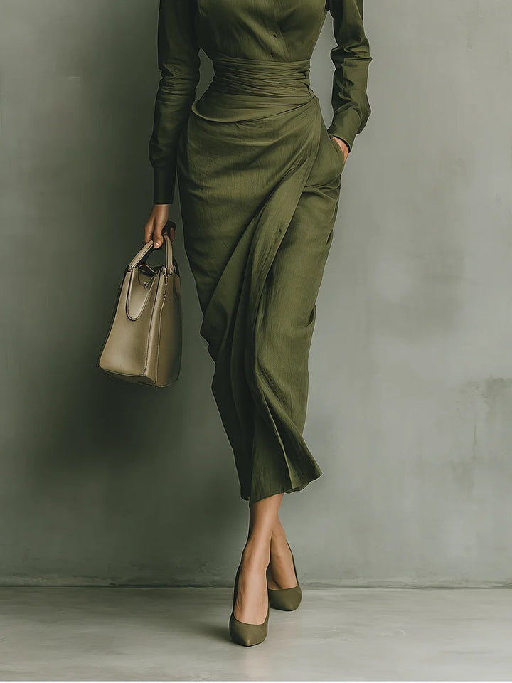 Noëlle™ | Maxi Dress in Military Green