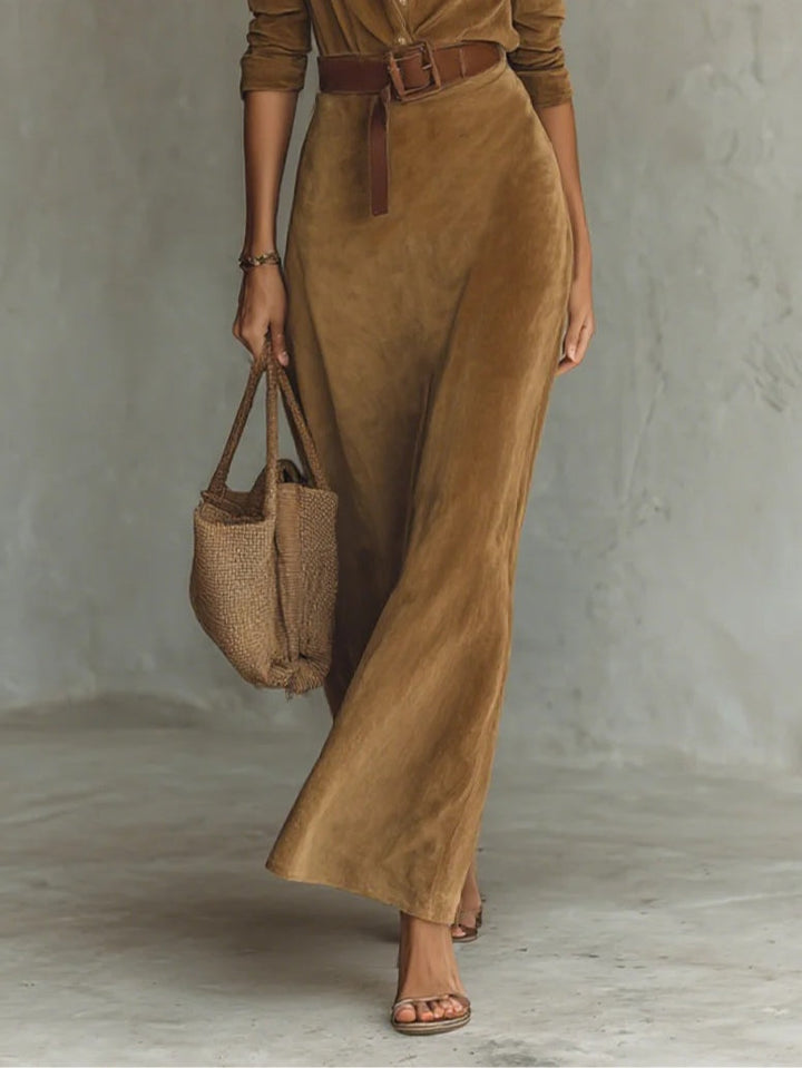 Célianne - Chic Suede Maxi Gown