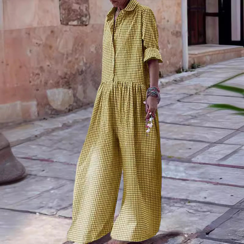 Hayley | Plaid Wide-Leg Jumpsuit