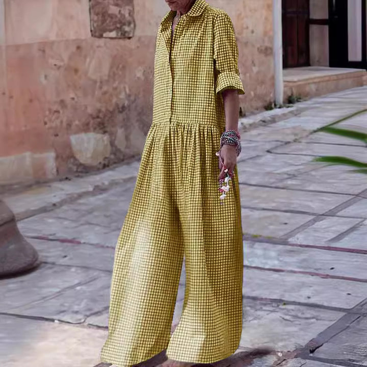 Hayley | Plaid Wide-Leg Jumpsuit