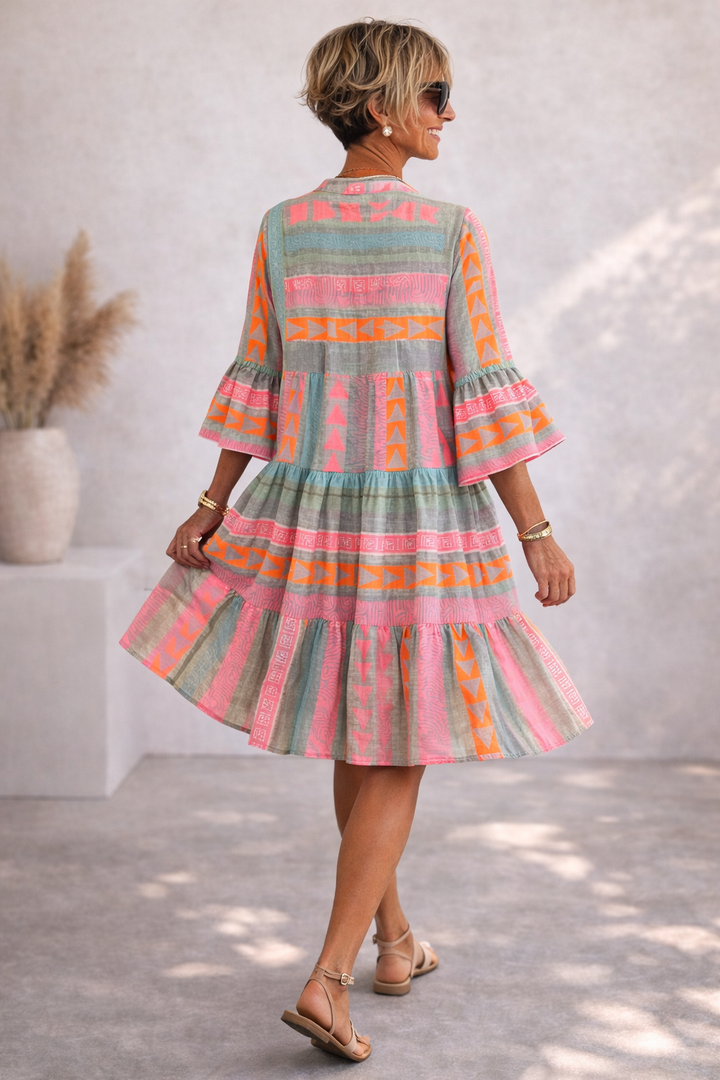 Elena | Patterned Flowing Midi Dress