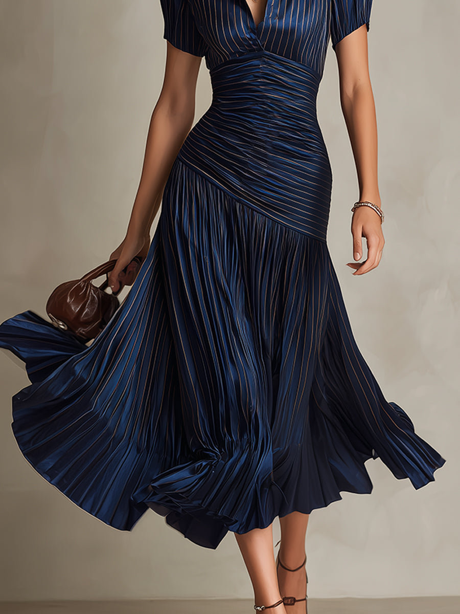 Adriana - Retro Striped Midi Dress