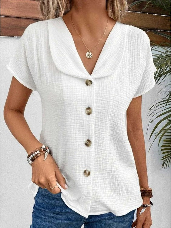 Casia | Coastal Button Blouse