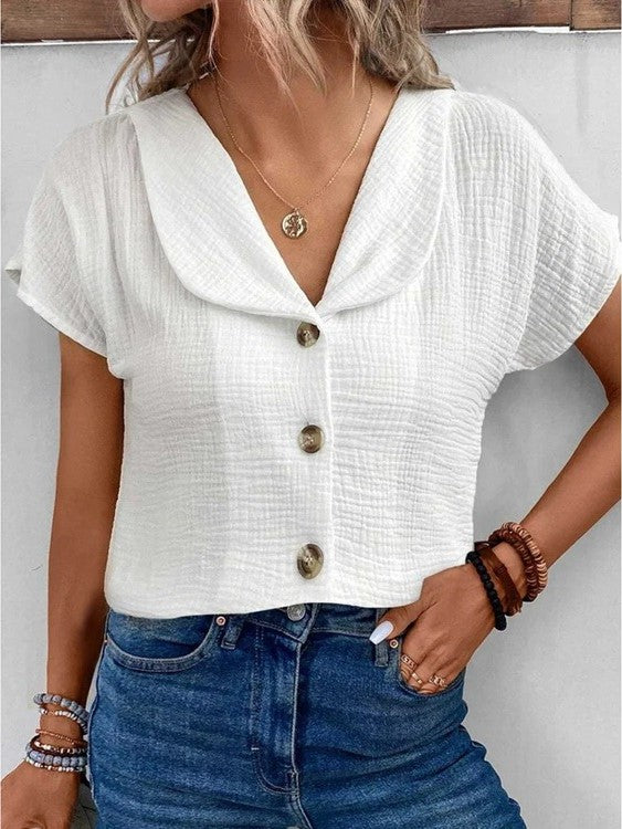 Casia | Coastal Button Blouse