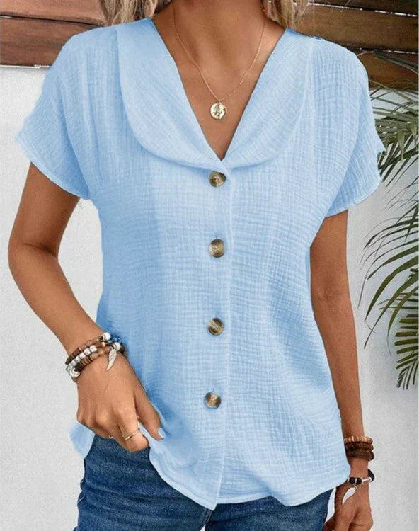 Casia | Coastal Button Blouse