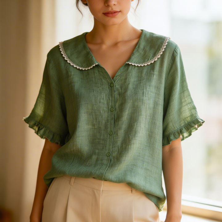 Lily | Soft Ruffle Button Blouse