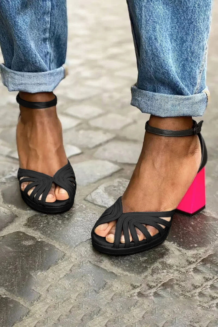 BICOLOR HEEL SANDALS