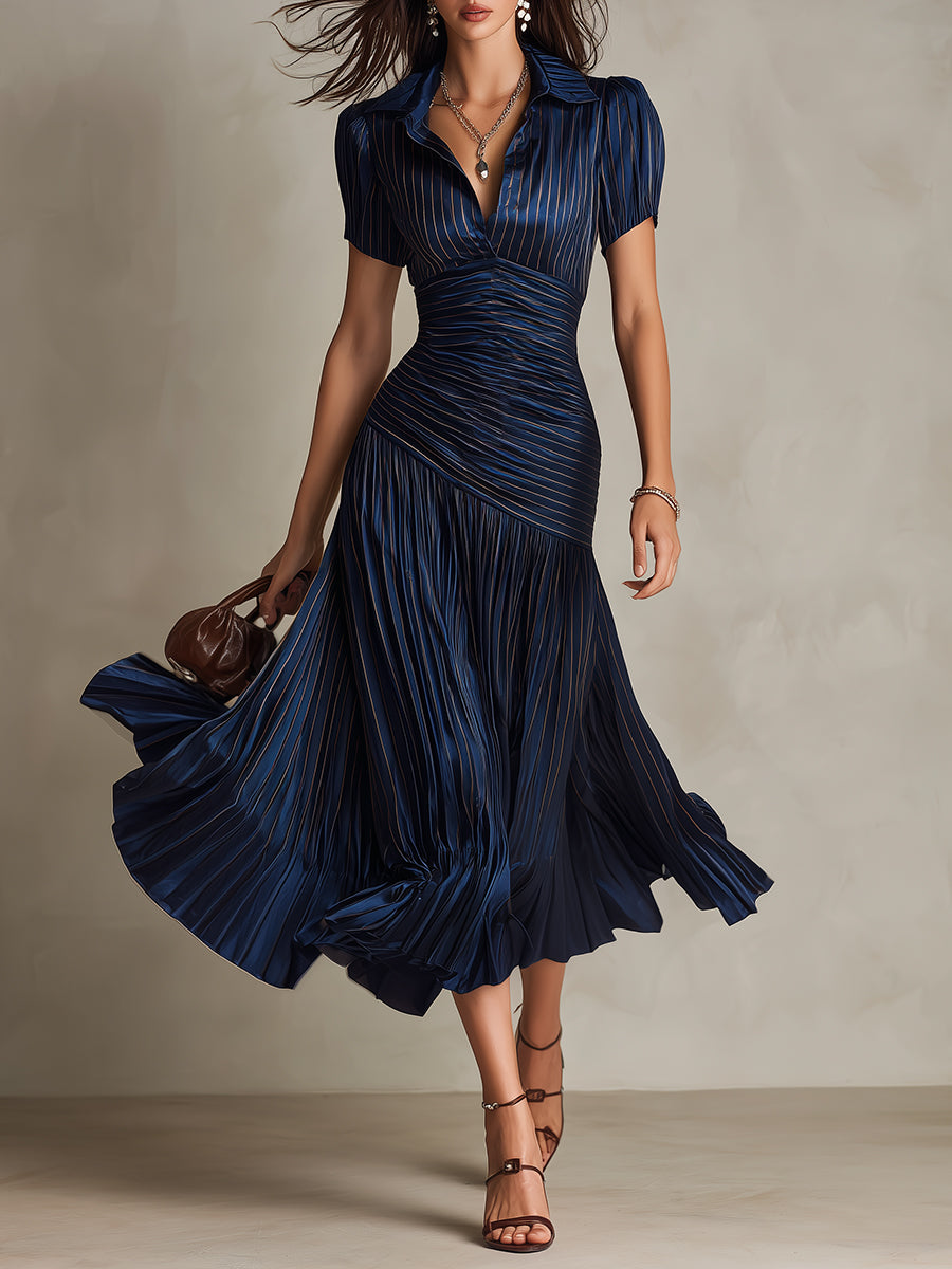 Adriana - Retro Striped Midi Dress