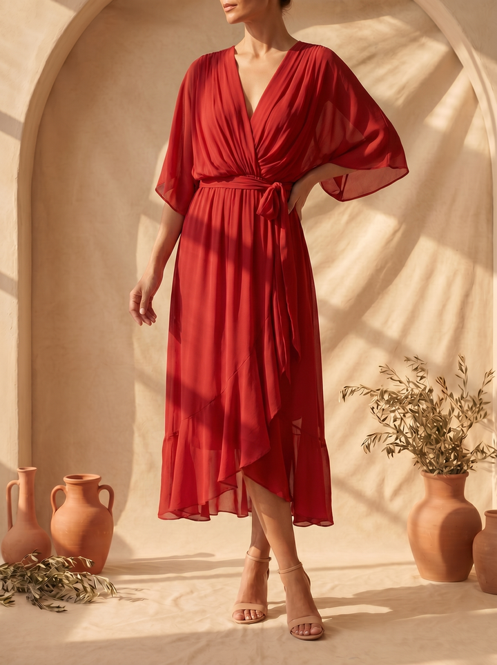 Sfumato | Chiffon Dress with V-Neck