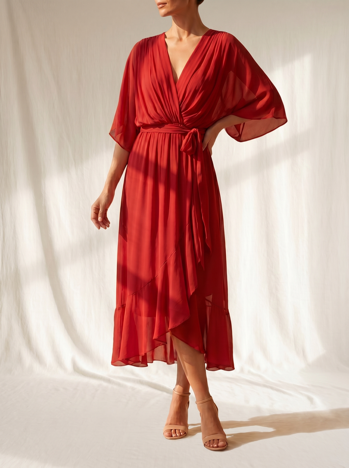 Sfumato | Chiffon Dress with V-Neck
