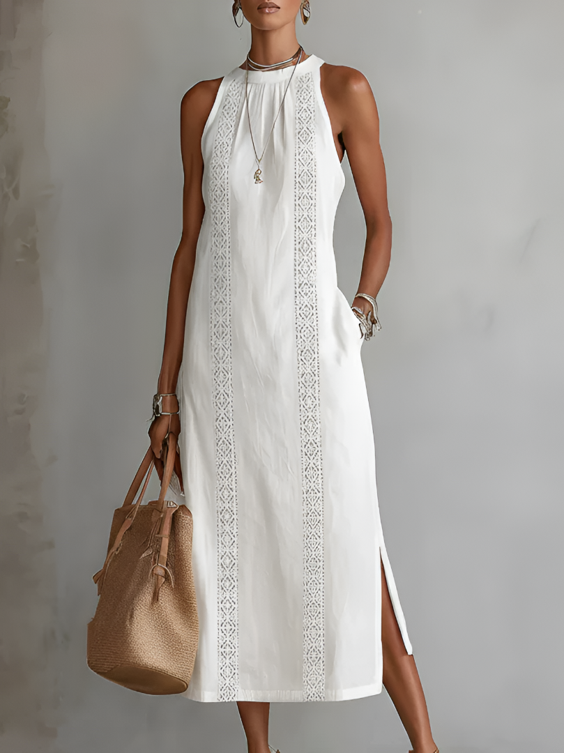 Jimena | Sleeveless Midi Dress with mao collar