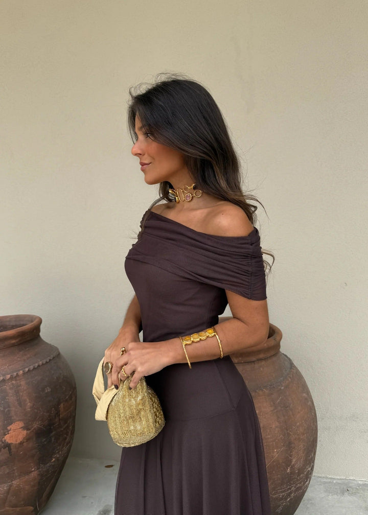 Juna | Maxi Dress with Off-Shoulder and Flowing Hem
