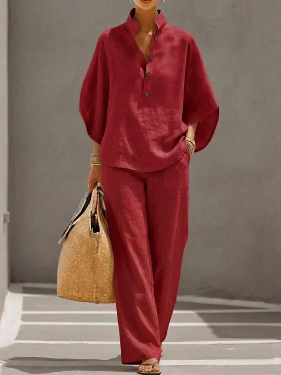 Maribel | Batwing Sleeve Set and Wide Leg Pants