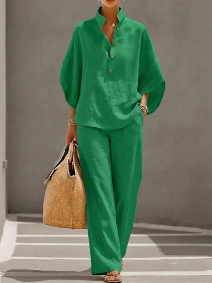 Maribel | Batwing Sleeve Set and Wide Leg Pants